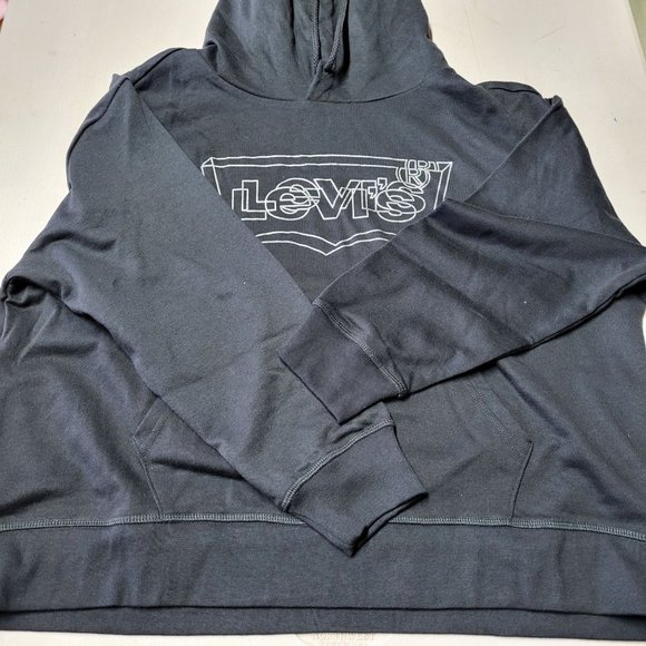 NWT Levi's Women's Graphic Standard Hoodie - Batwing 3D Shine Caviar - 1X - Picture 11 of 15